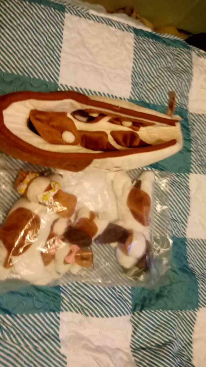 Bassett bean hounds set in plastic an carrying case