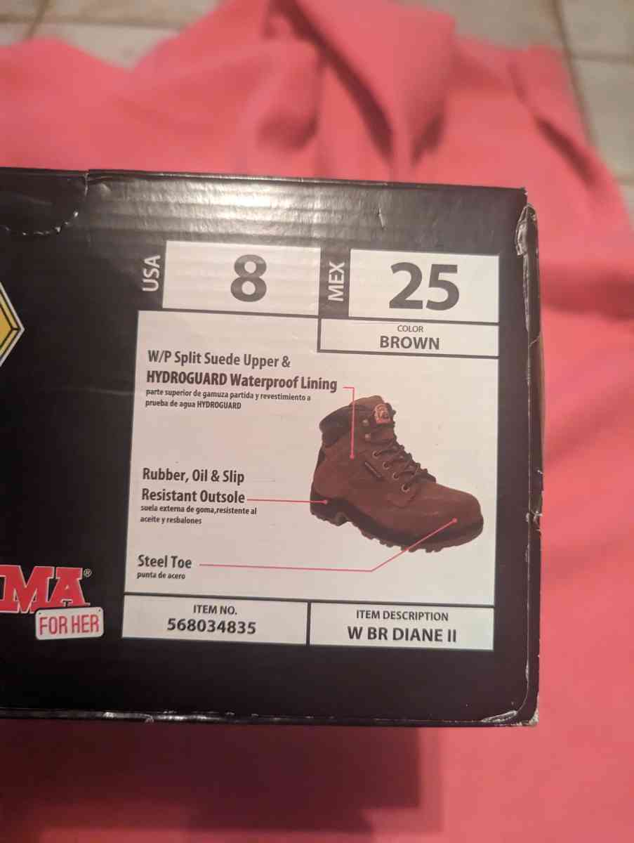 women work boots size 8 steel toe new in box 25