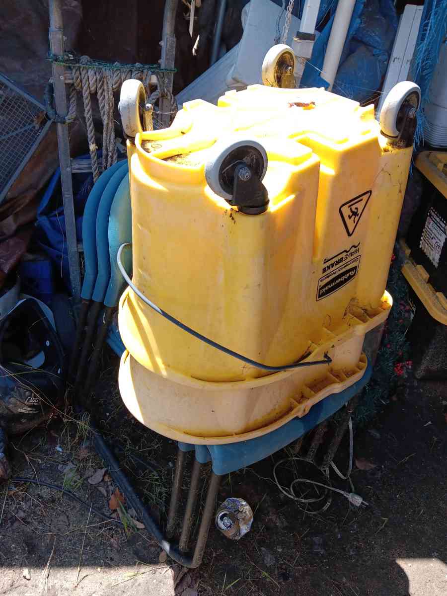 mop bucket and chairs