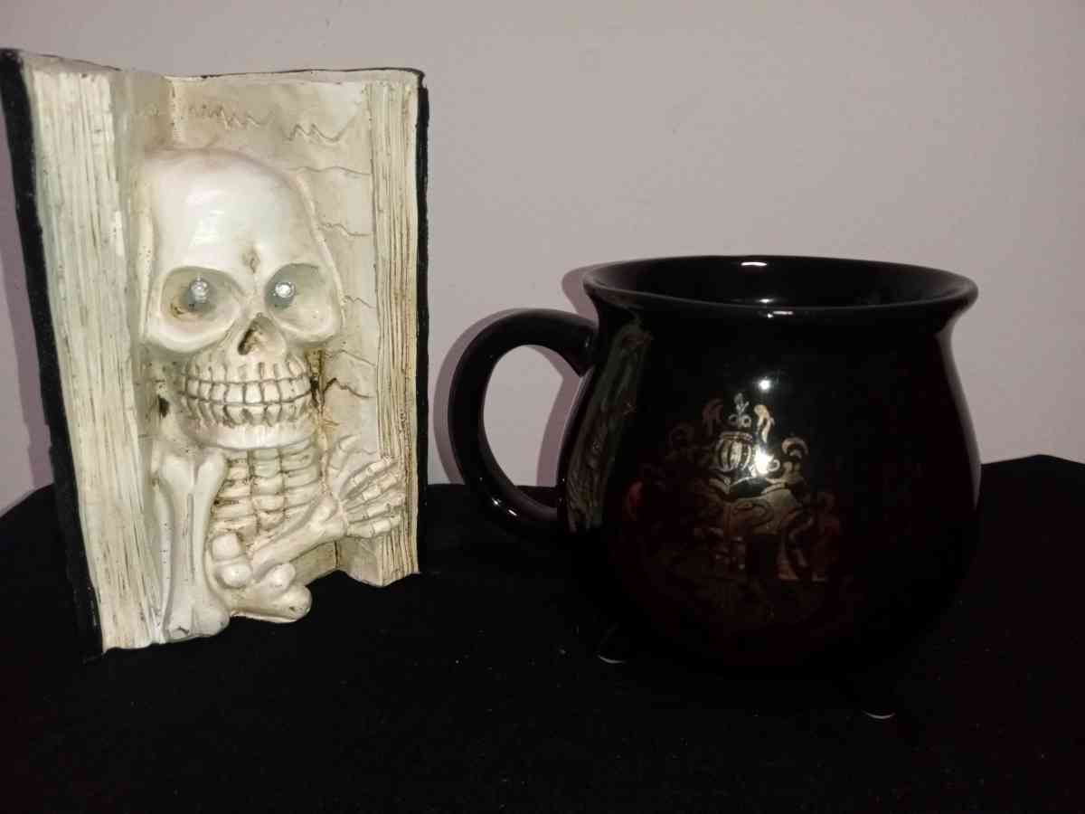 led skeleton book decor harry potter mug