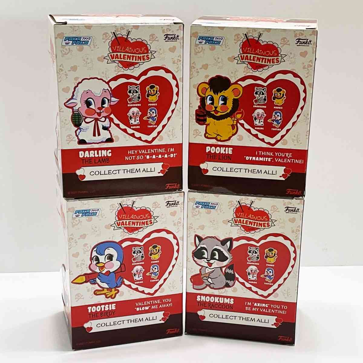 4pc Set Paka Paka Villainous Valentines Funko Pops NIB