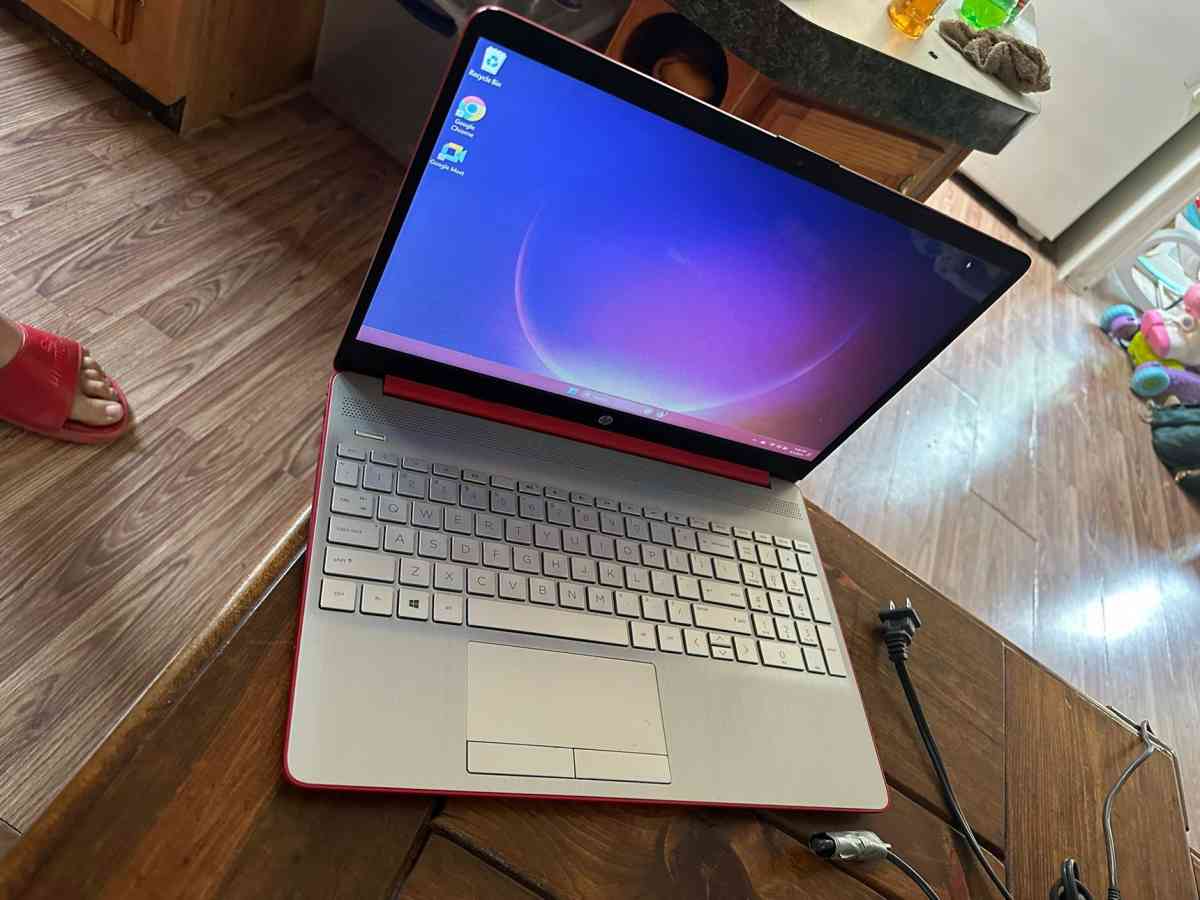 15in red HP laptop
