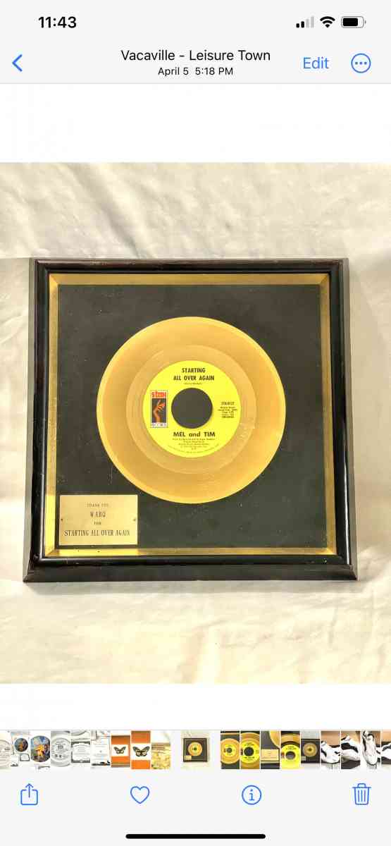 1972 Phillip Morris Starting all over again gold record