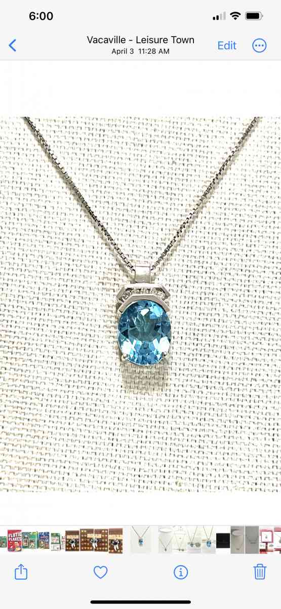 brand new solid gold necklace with diamonds and topaz