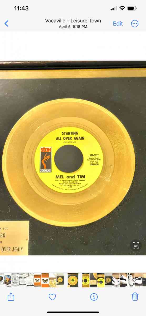 1972 Phillip Morris Starting all over again gold record
