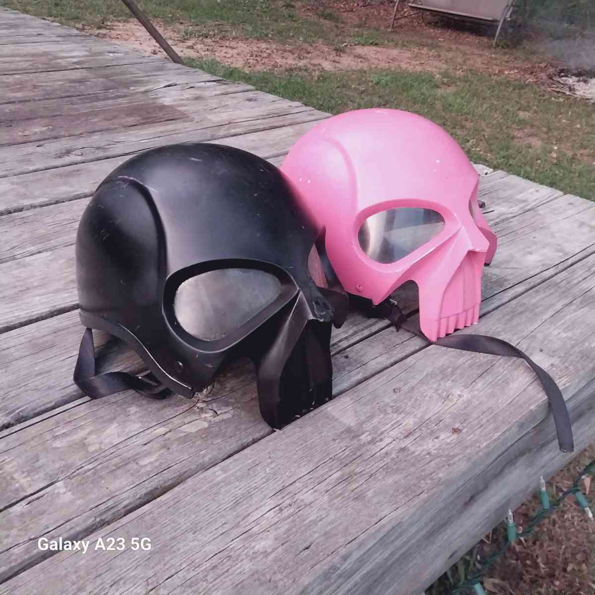 His and her Punisher helmets