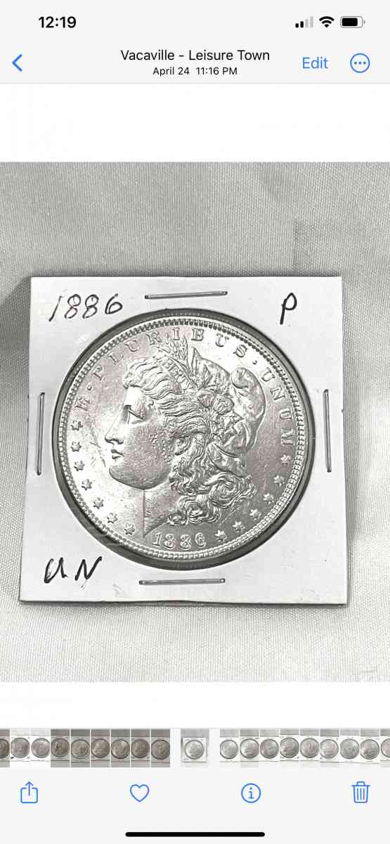 1886 P Morgan silver dollar