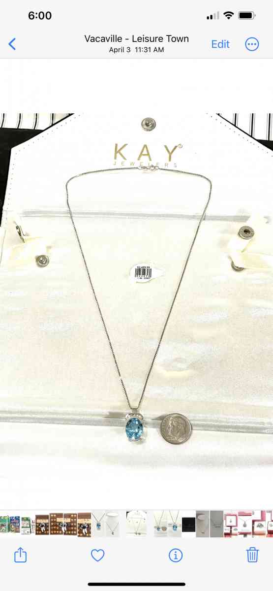 brand new solid gold necklace with diamonds and topaz