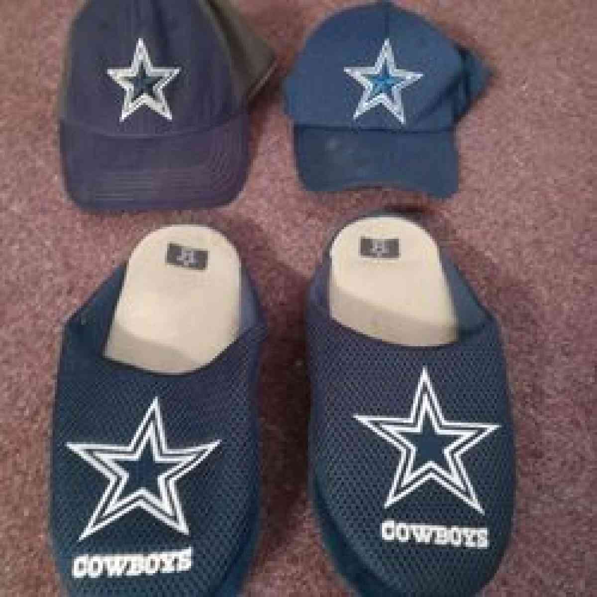 Dallas Cowboys caps and house shoes