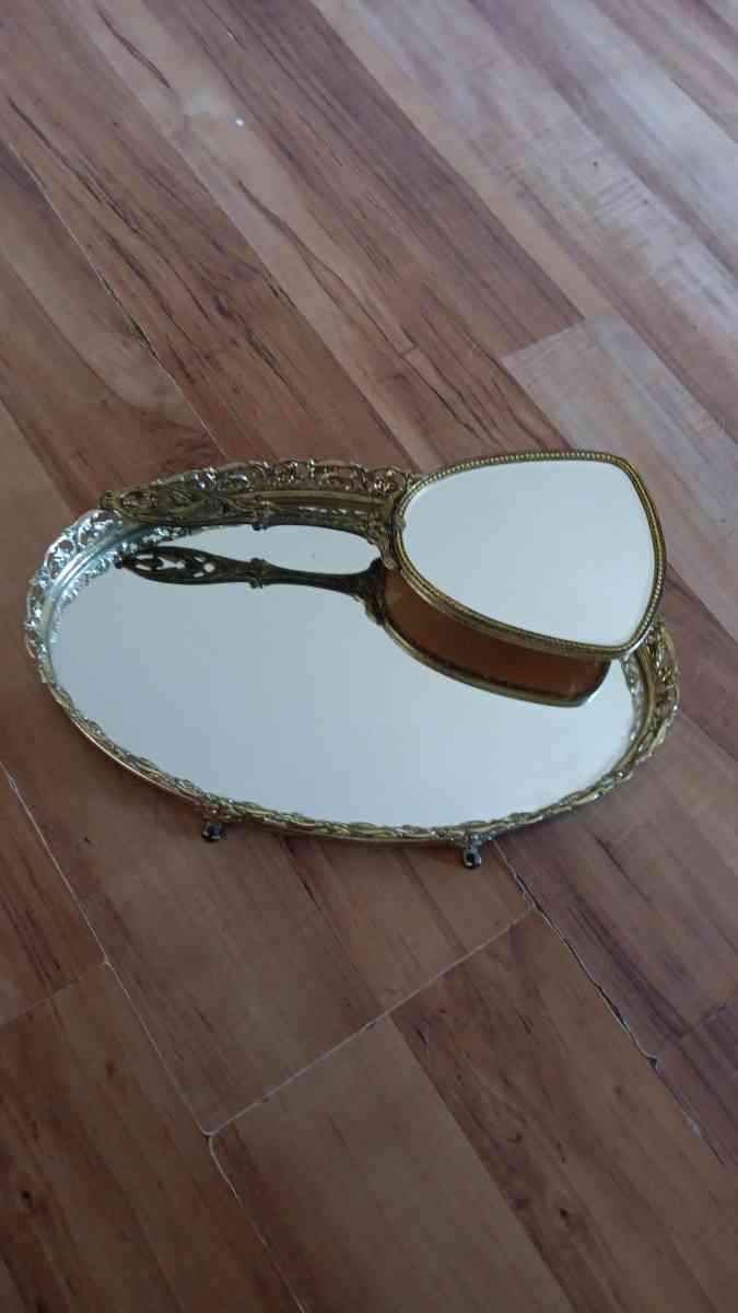 Antique mirror and make up set