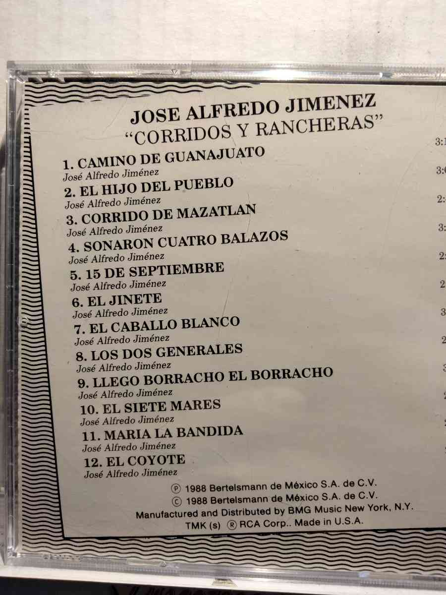 JOSE ALFREDO JIMENEZ CORRIDOS Y RANCHERAS CD USADO  EXC COND