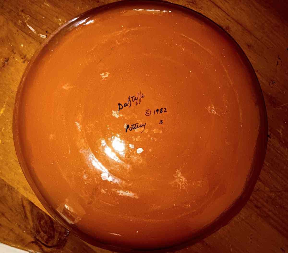 from Colombia in 1987 beautiful  thick pottery bowl with yer