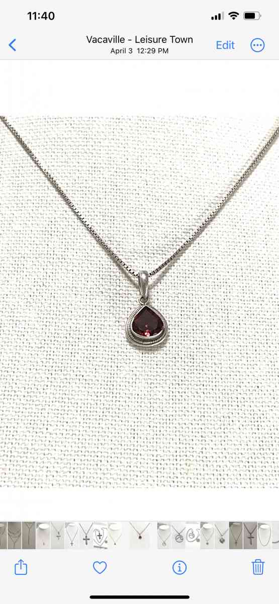 Vintage silver necklace with red garnet