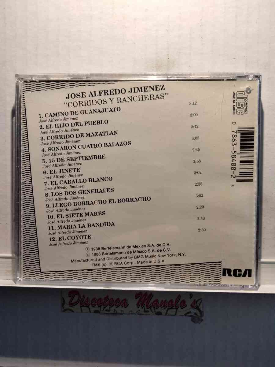 JOSE ALFREDO JIMENEZ CORRIDOS Y RANCHERAS CD USADO  EXC COND