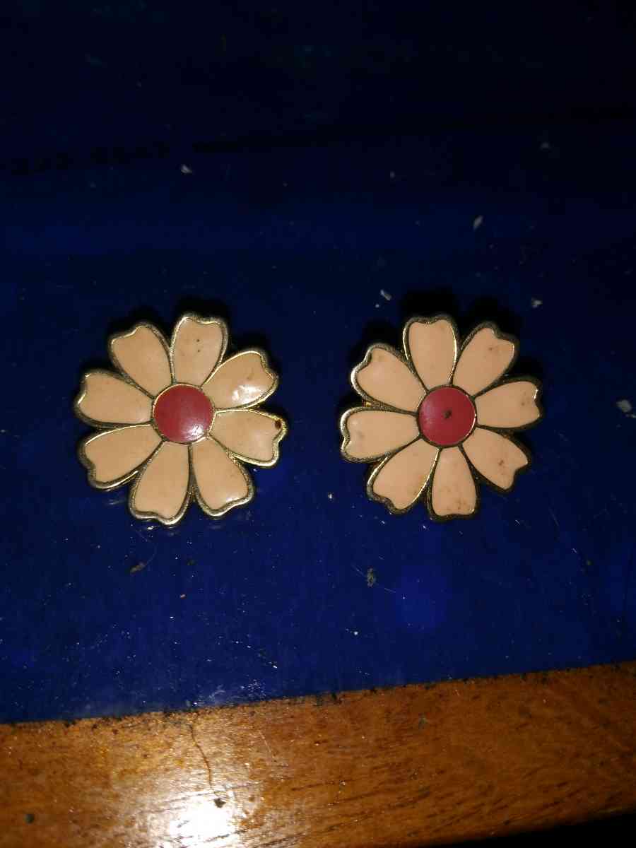Vintage pair of enameled clip on earrings