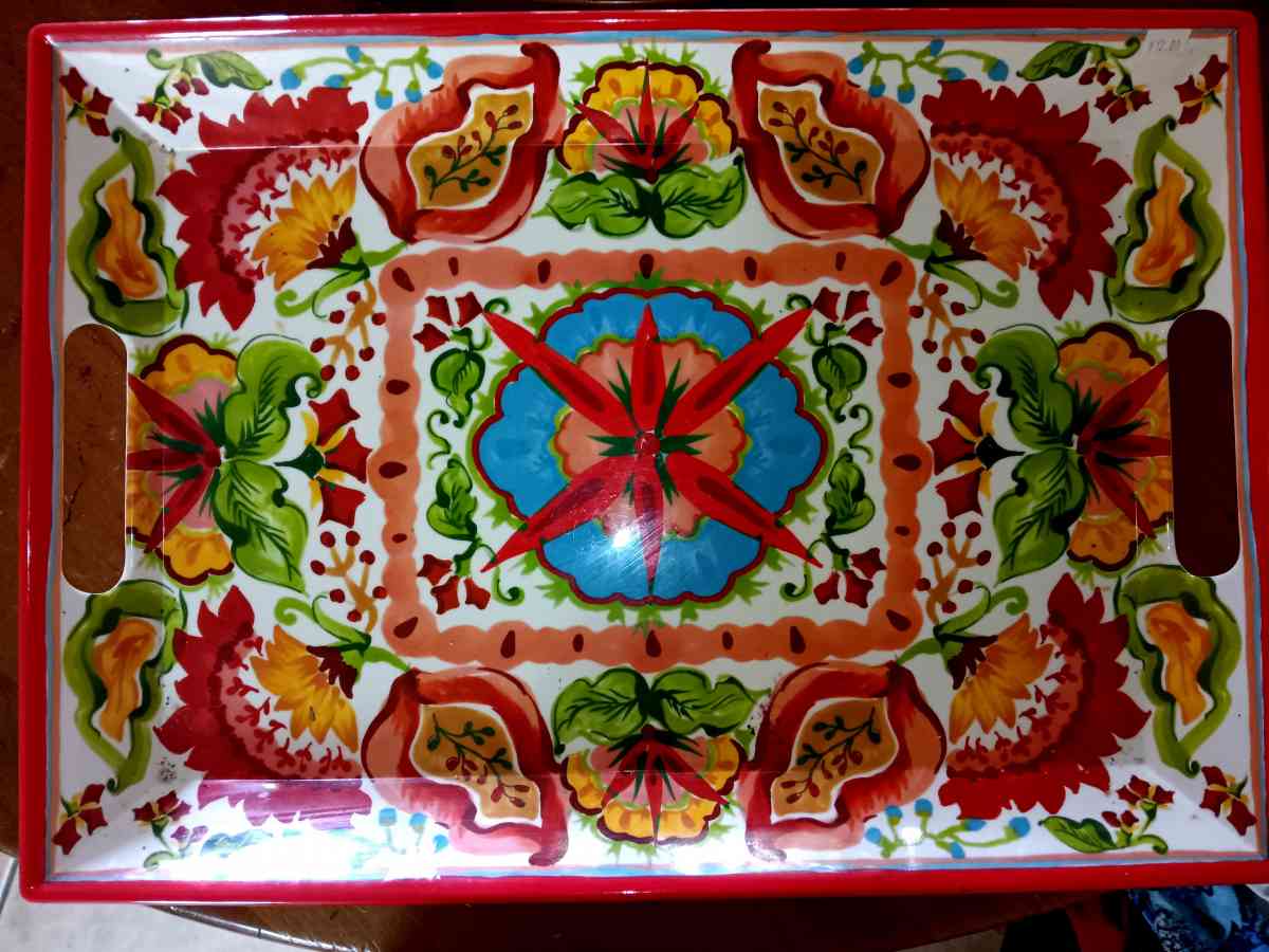 giant colorful hard plastic tray to bring to table