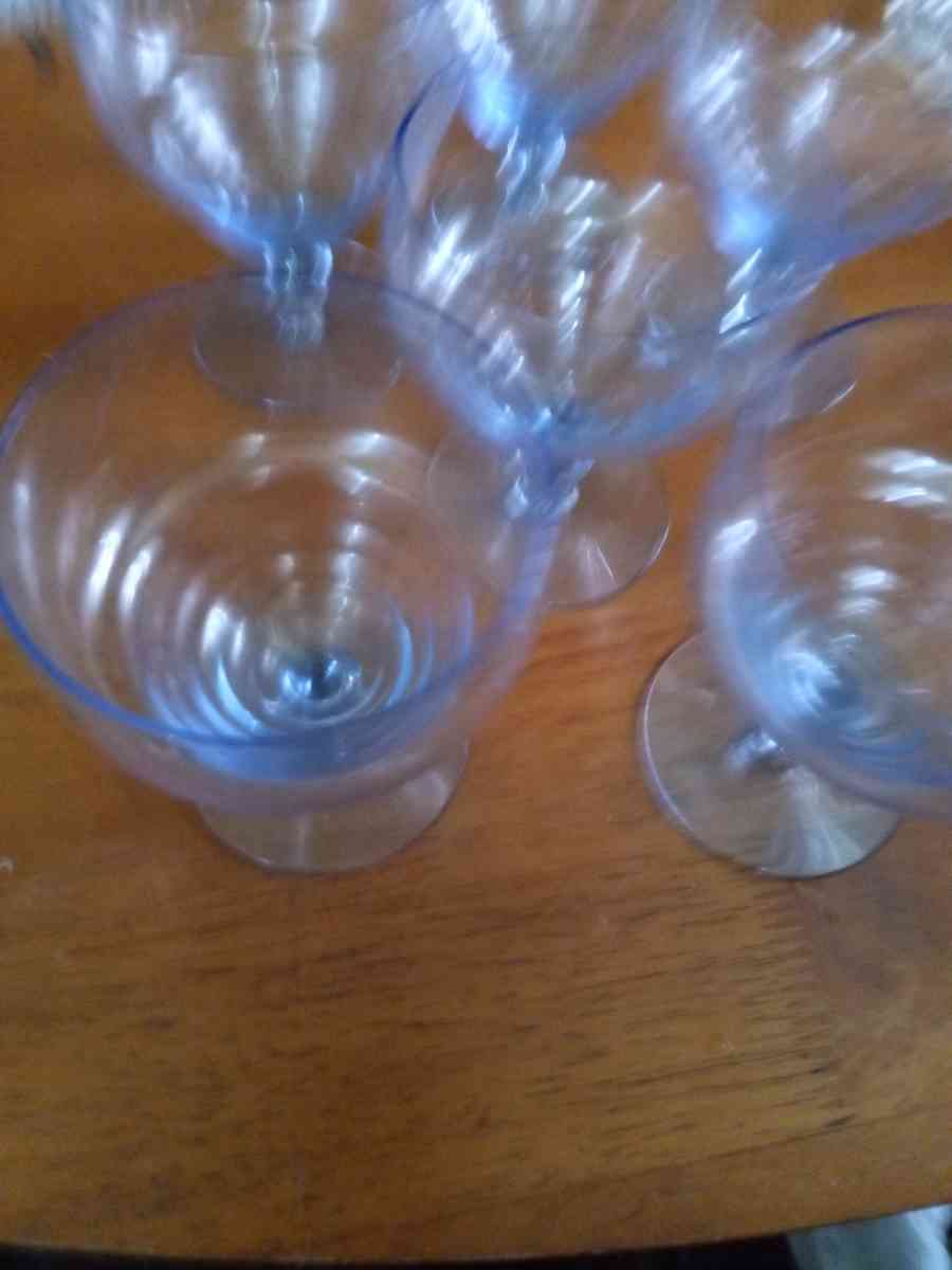 6 Kosta Boda Ice Blue wine glasses