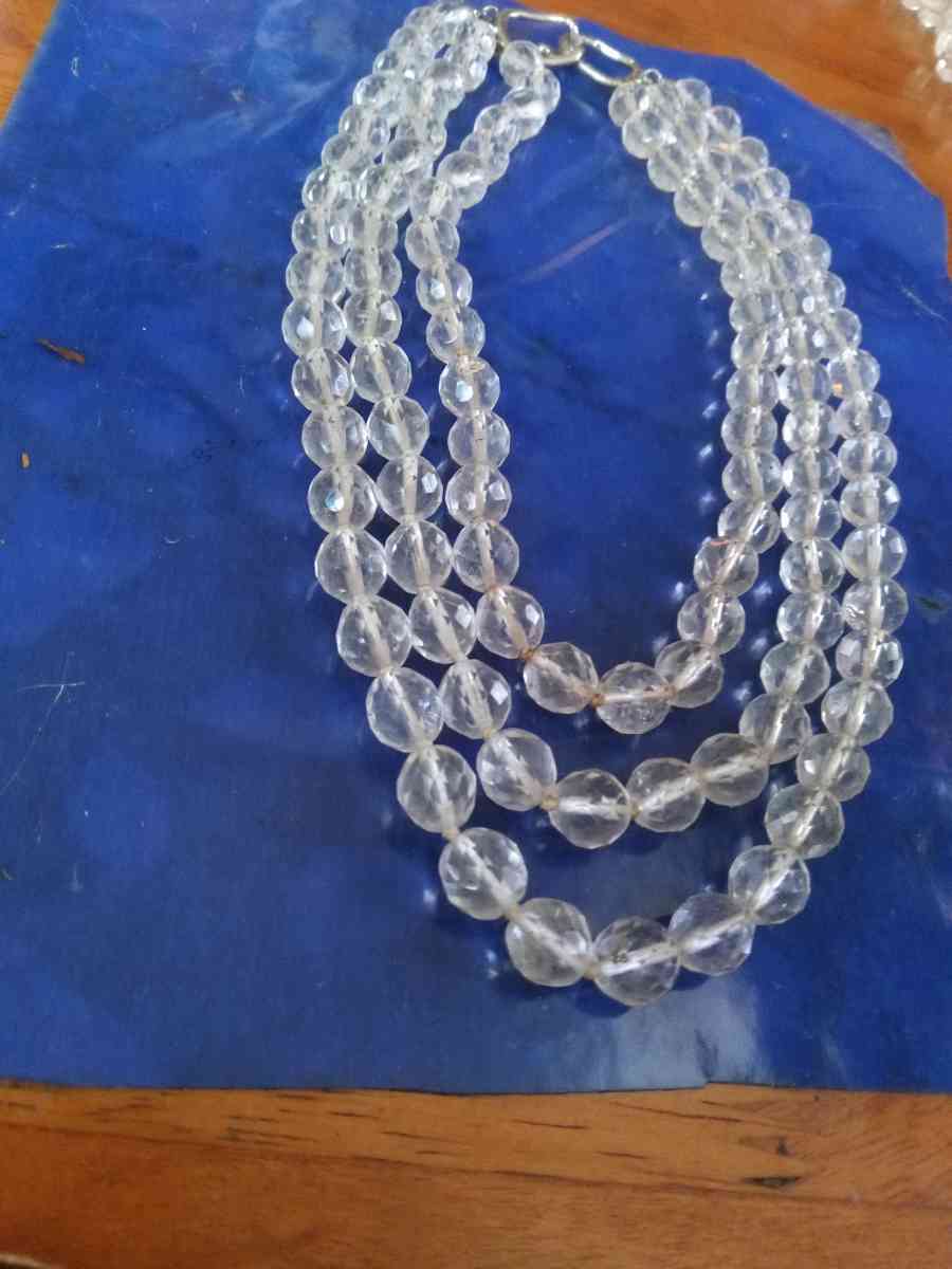 Les Bernard 3 Strand Crystal necklace