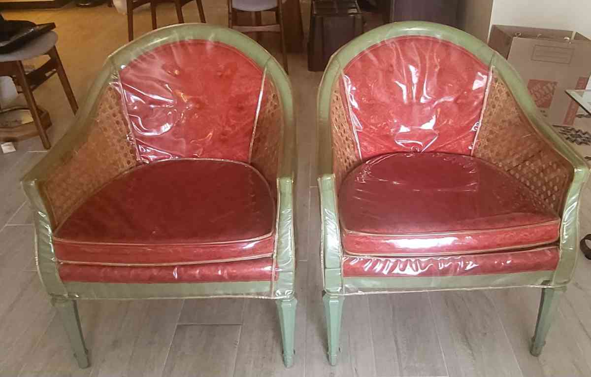 Vintage Rattan Barrel Chairs