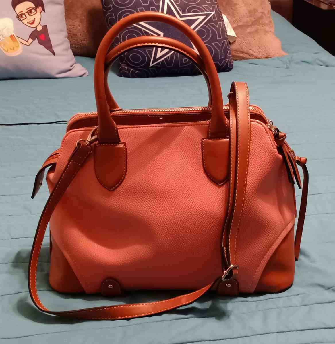Pink and brown purse