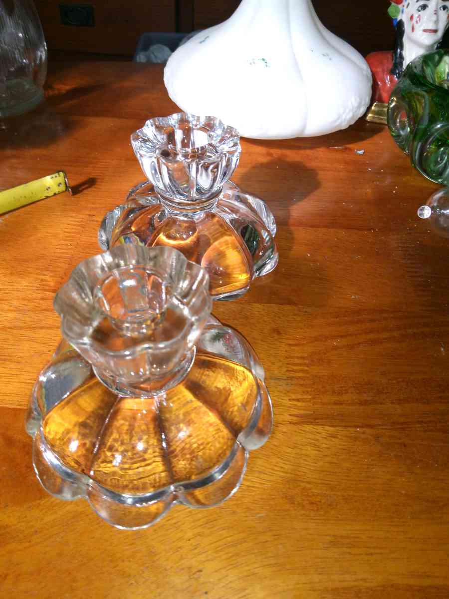 1930s Smith Glass Candle Holders