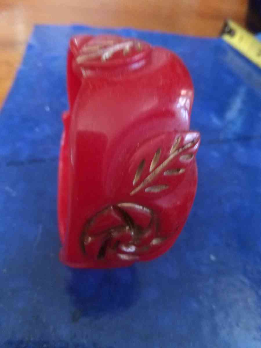 50s Carved red Bangle bracelet