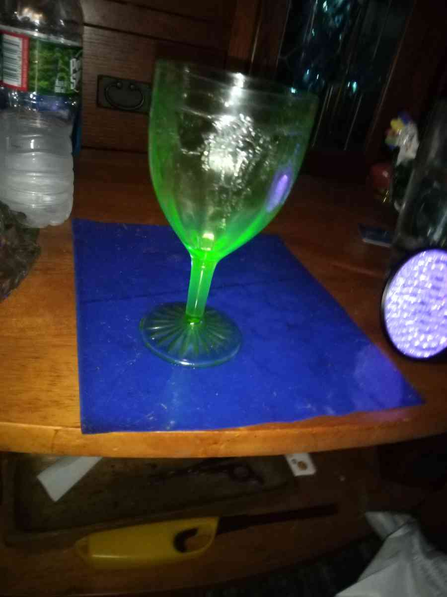 Uranium Glass CAMEO BALLERINA water or wine