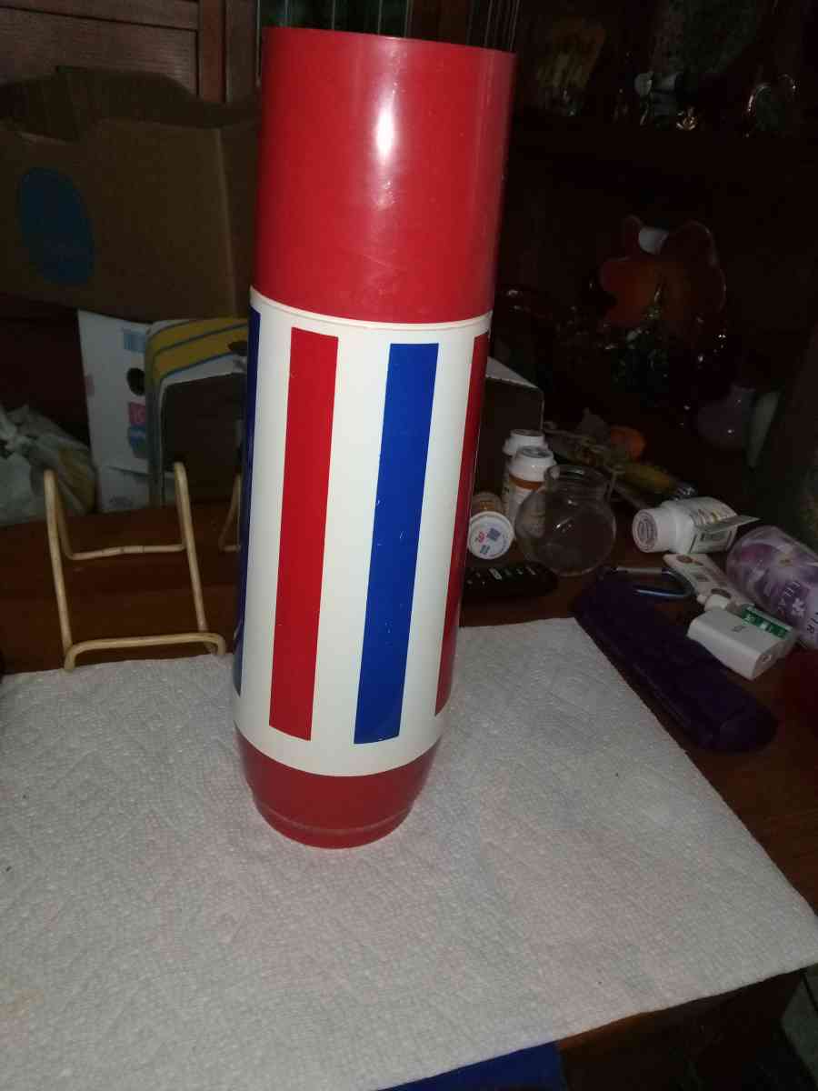 Red white and blue 2 quart Thermo Serv thermos