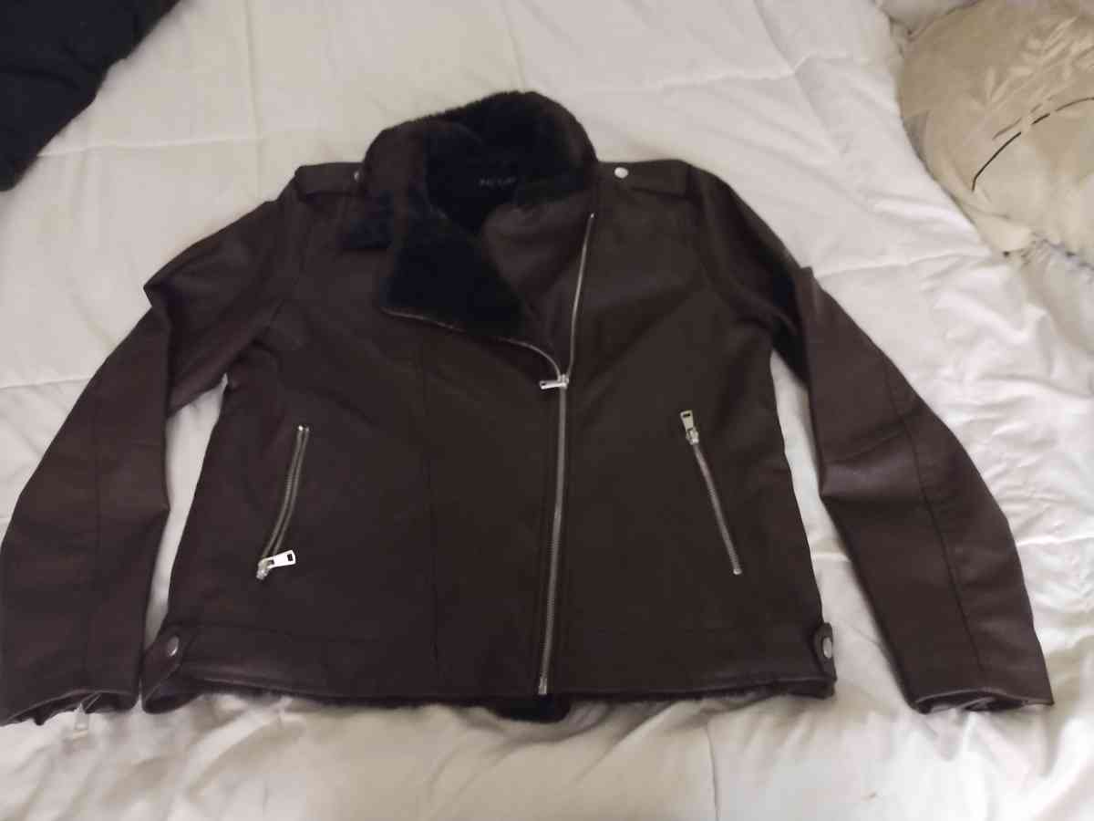 Brown Fur  Leather Womens Brand New Jacket