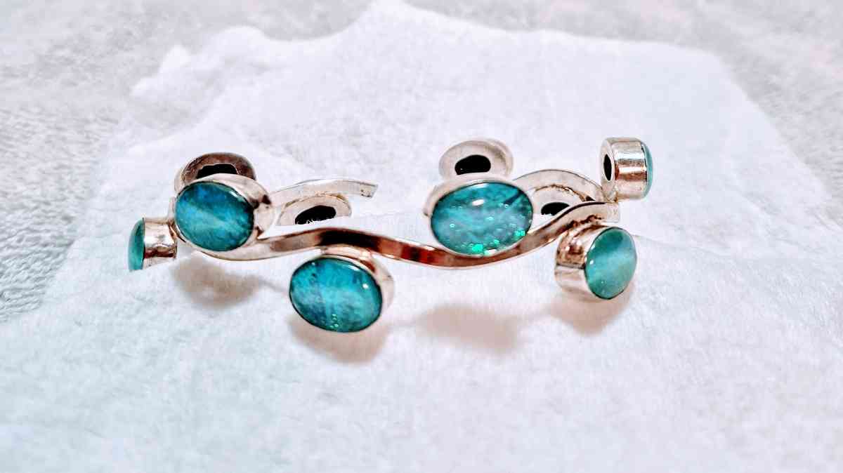 fire opals cuff bracelet  925 silver new