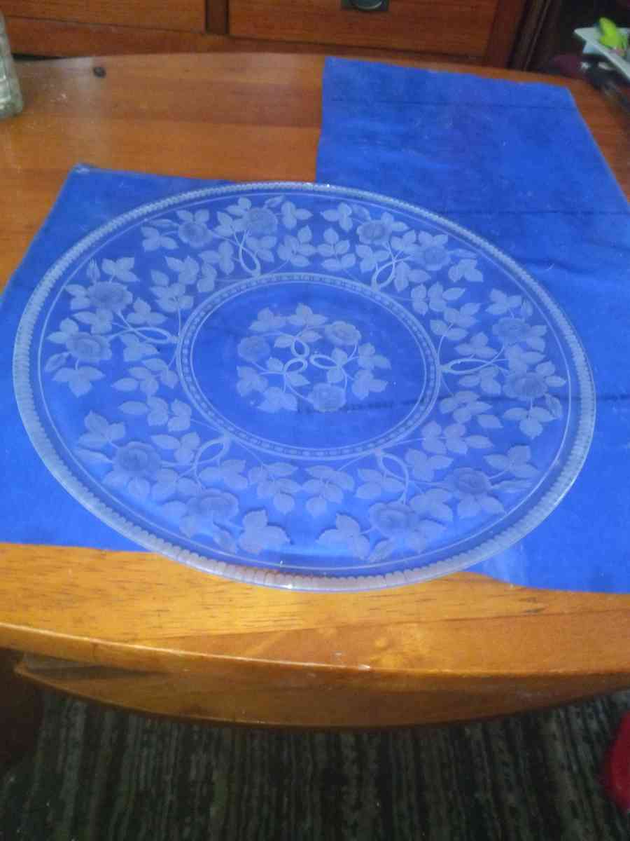 Victorian Flint glass Etched dinnerplate