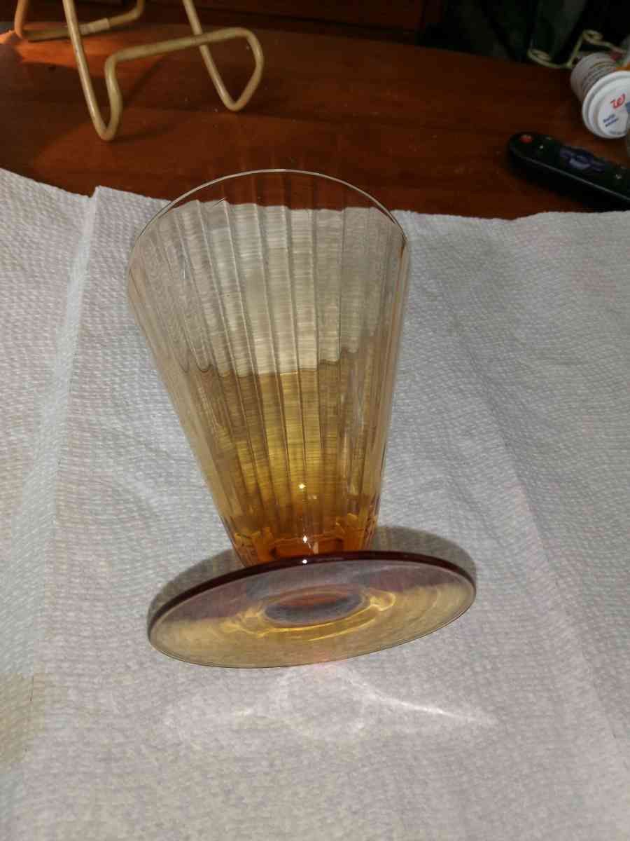 Amber Depression Glass footed Tumbler