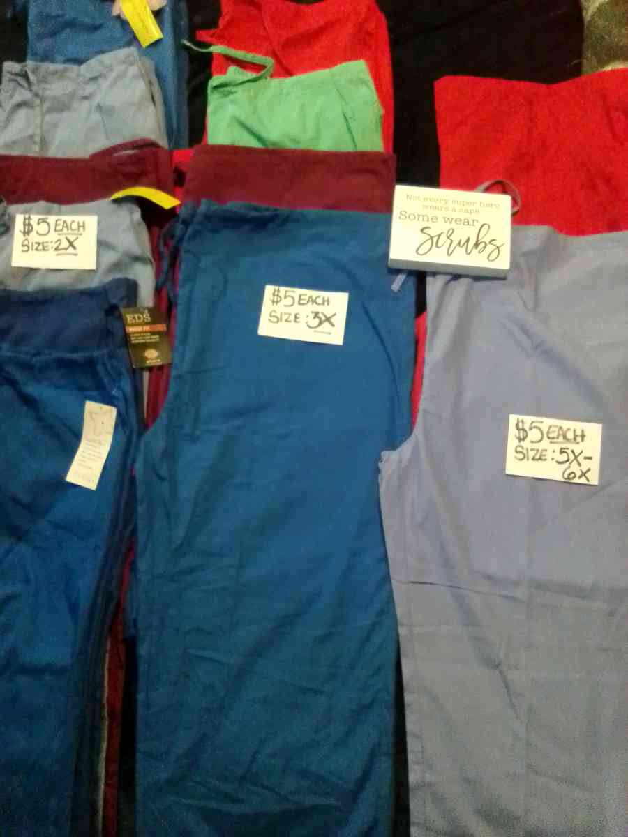 Different style and sizes of scrubs From sizes small  to 5x