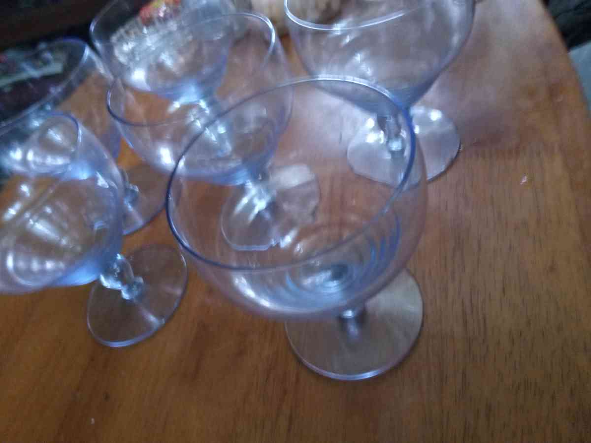 6 Kosta Boda Ice Blue wine glasses