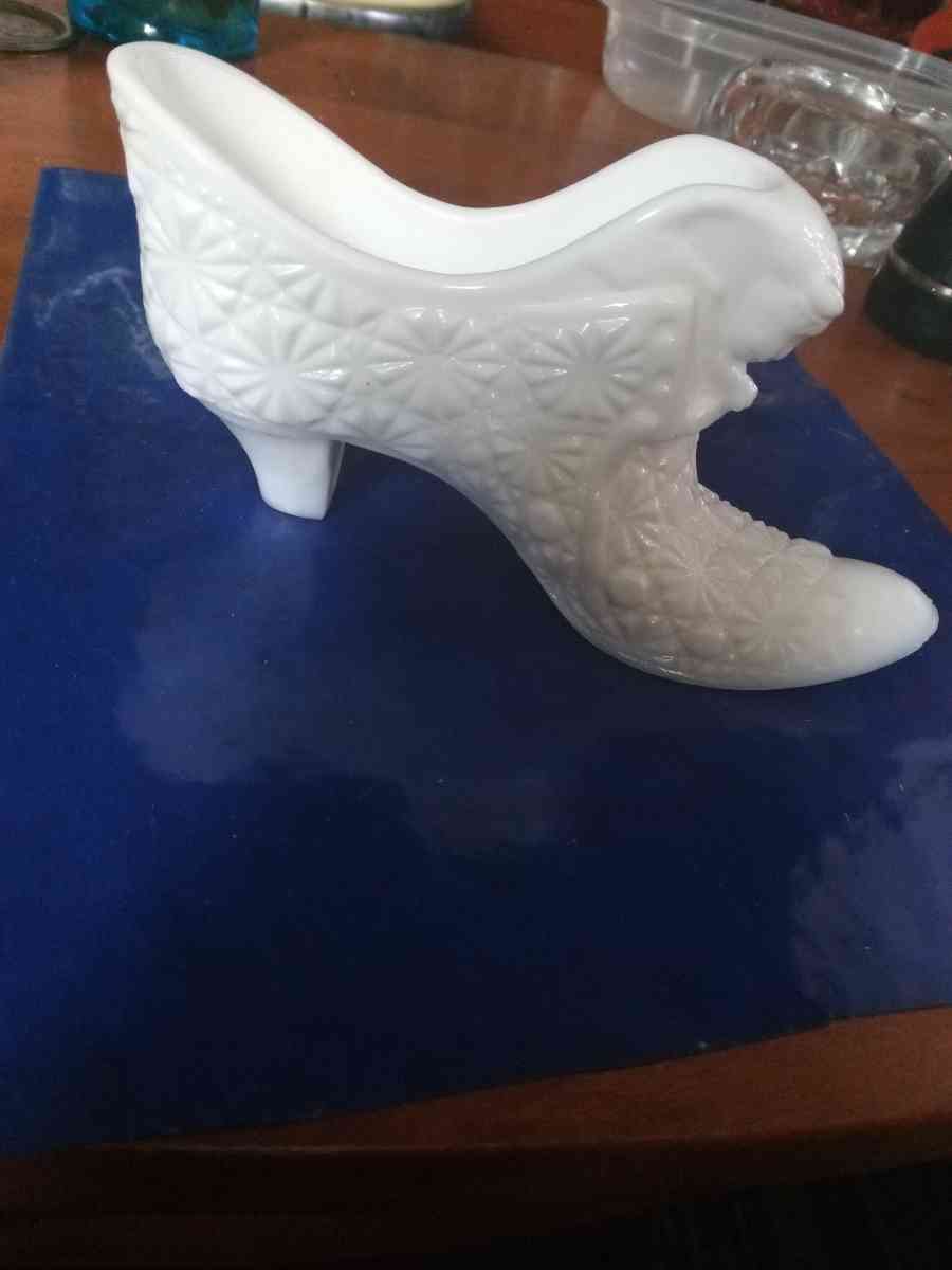 Fenton Milk Glass Shoe