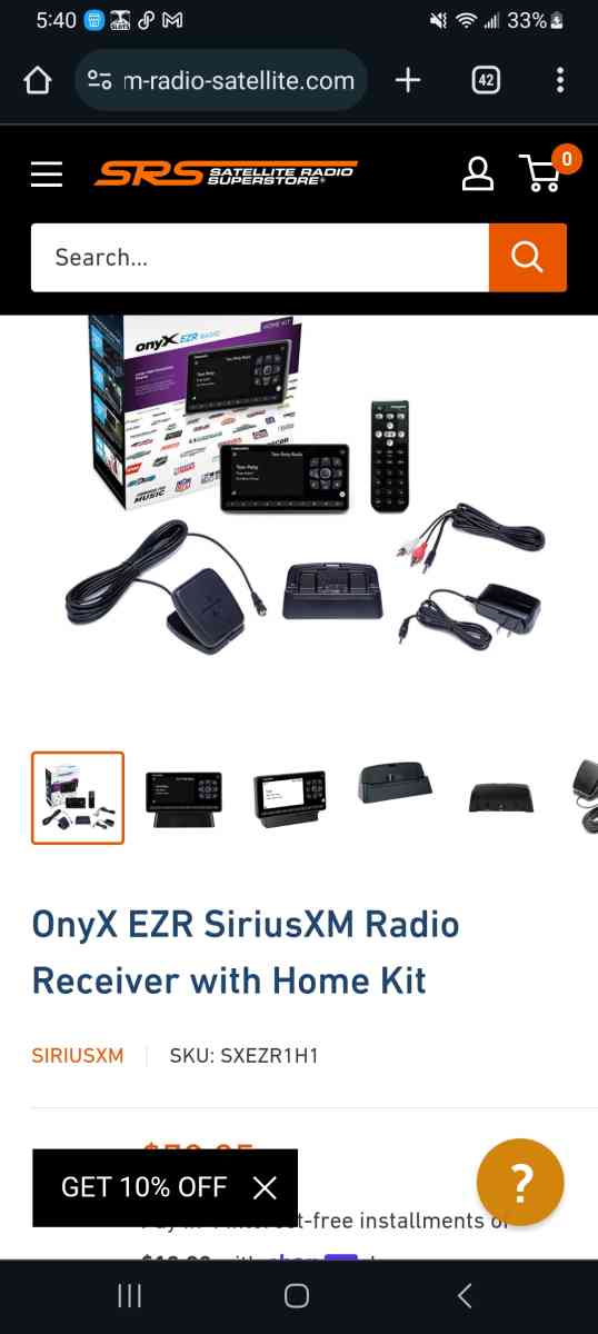 Onyx EZR Sirius XM Radio Receiver with home kit