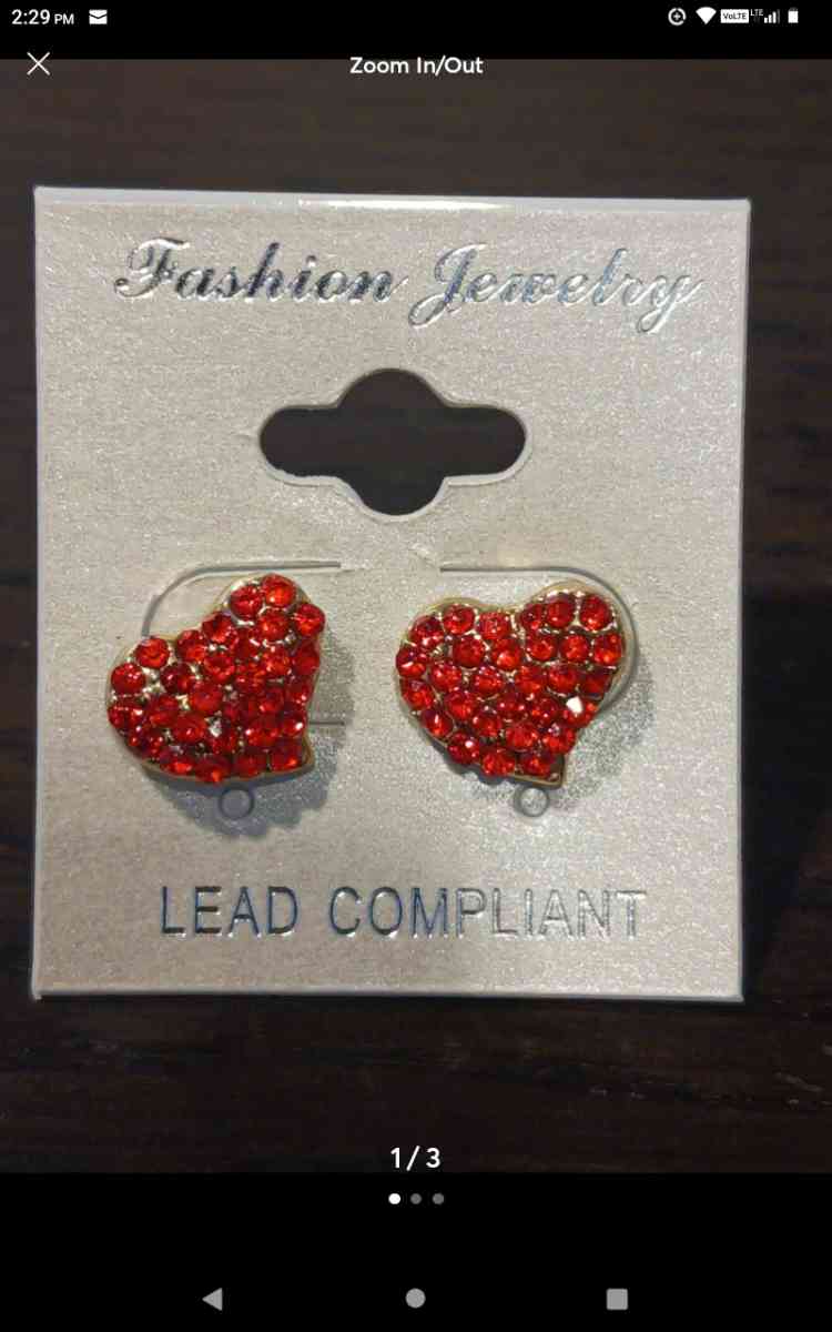 Double sided red heart sparkling earrings
