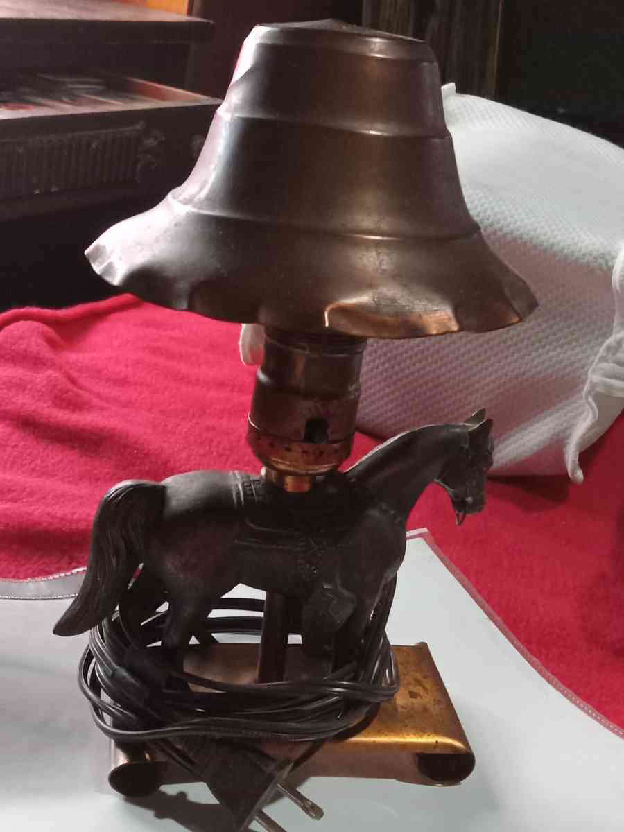 antique copper horse lamp