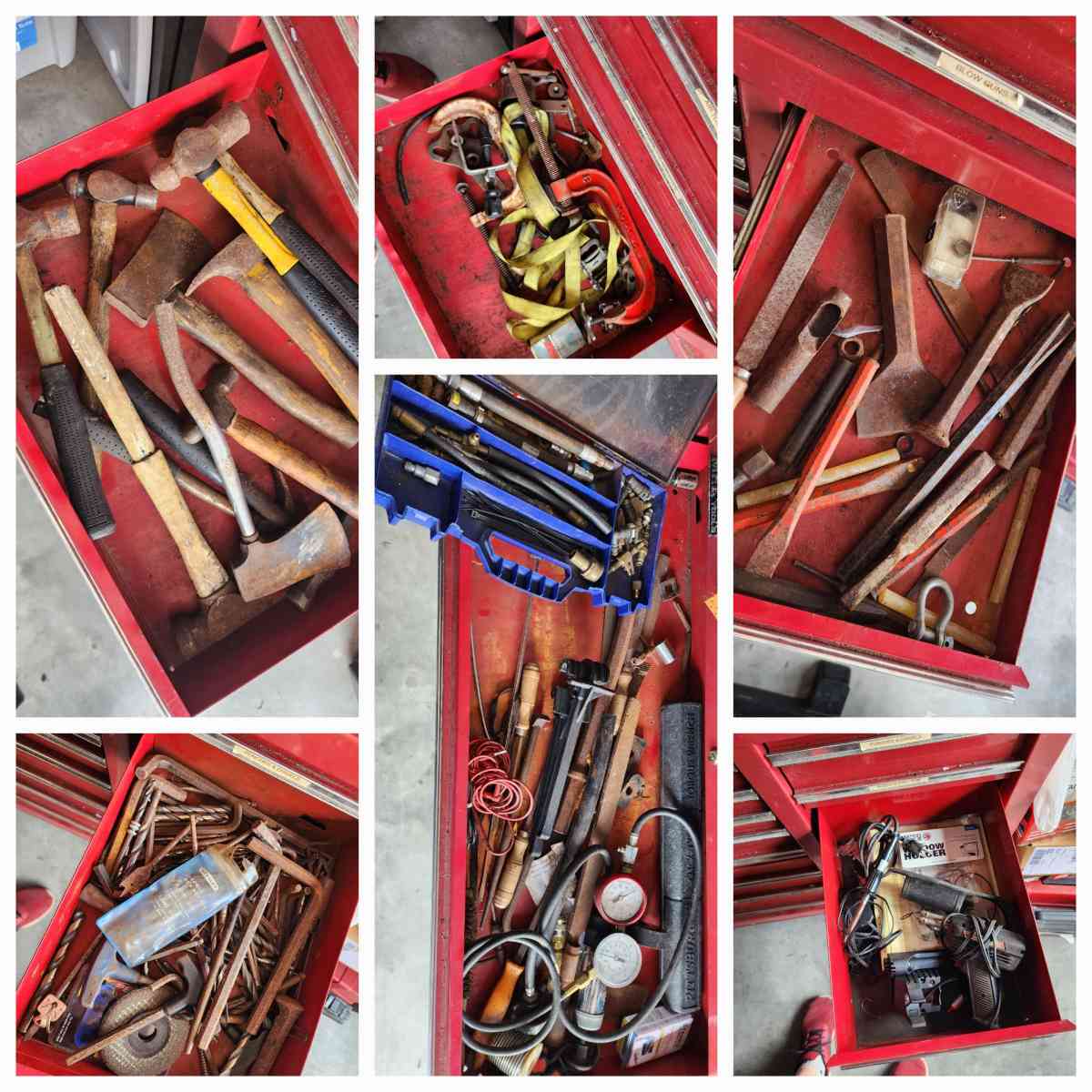 large top and bottom box full of tools