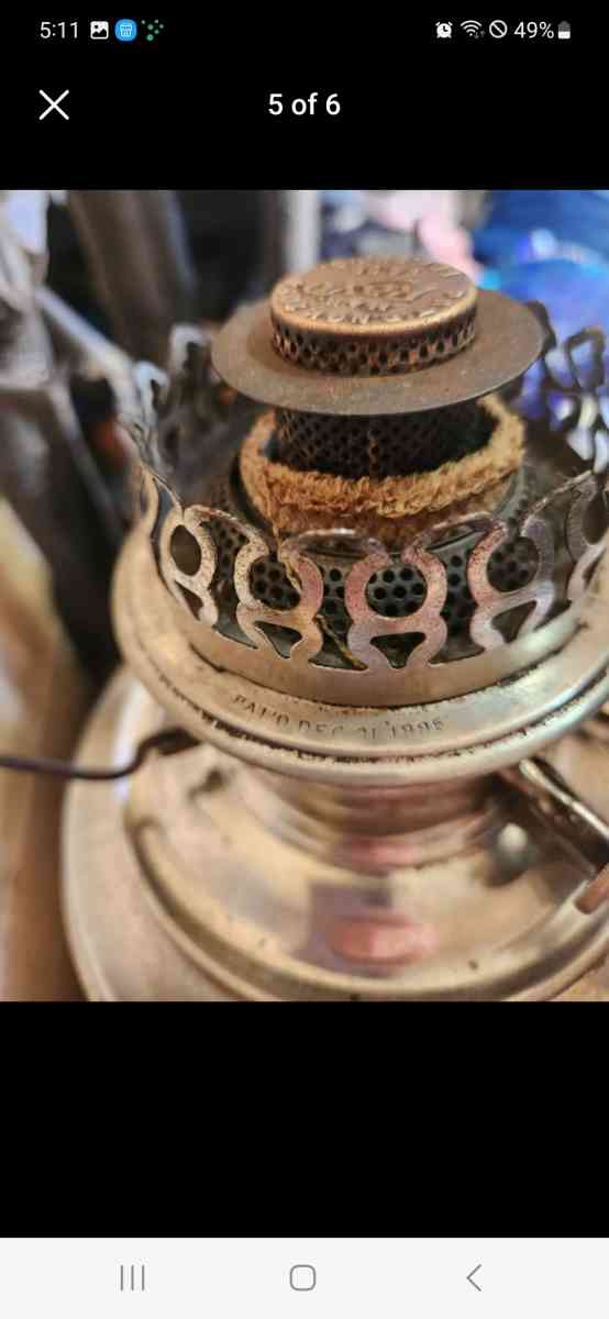 Silver Antique OIL LAMP 1895