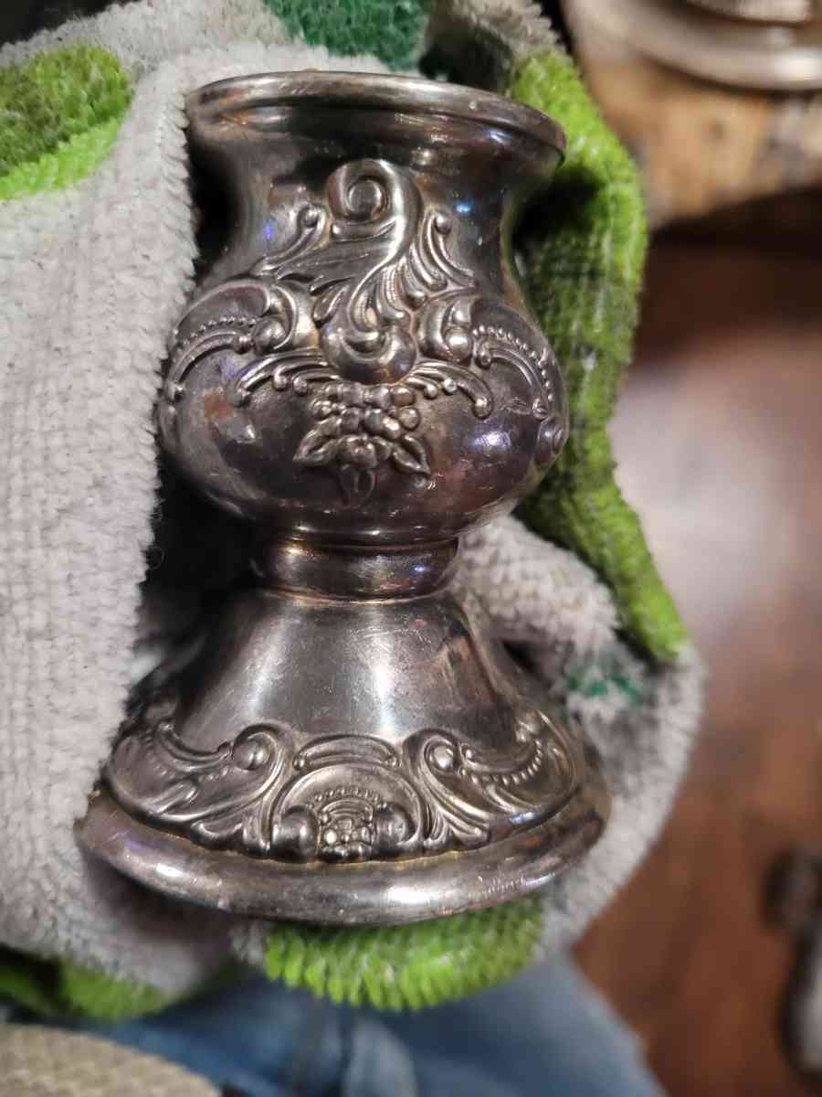 Silver candlestick holders