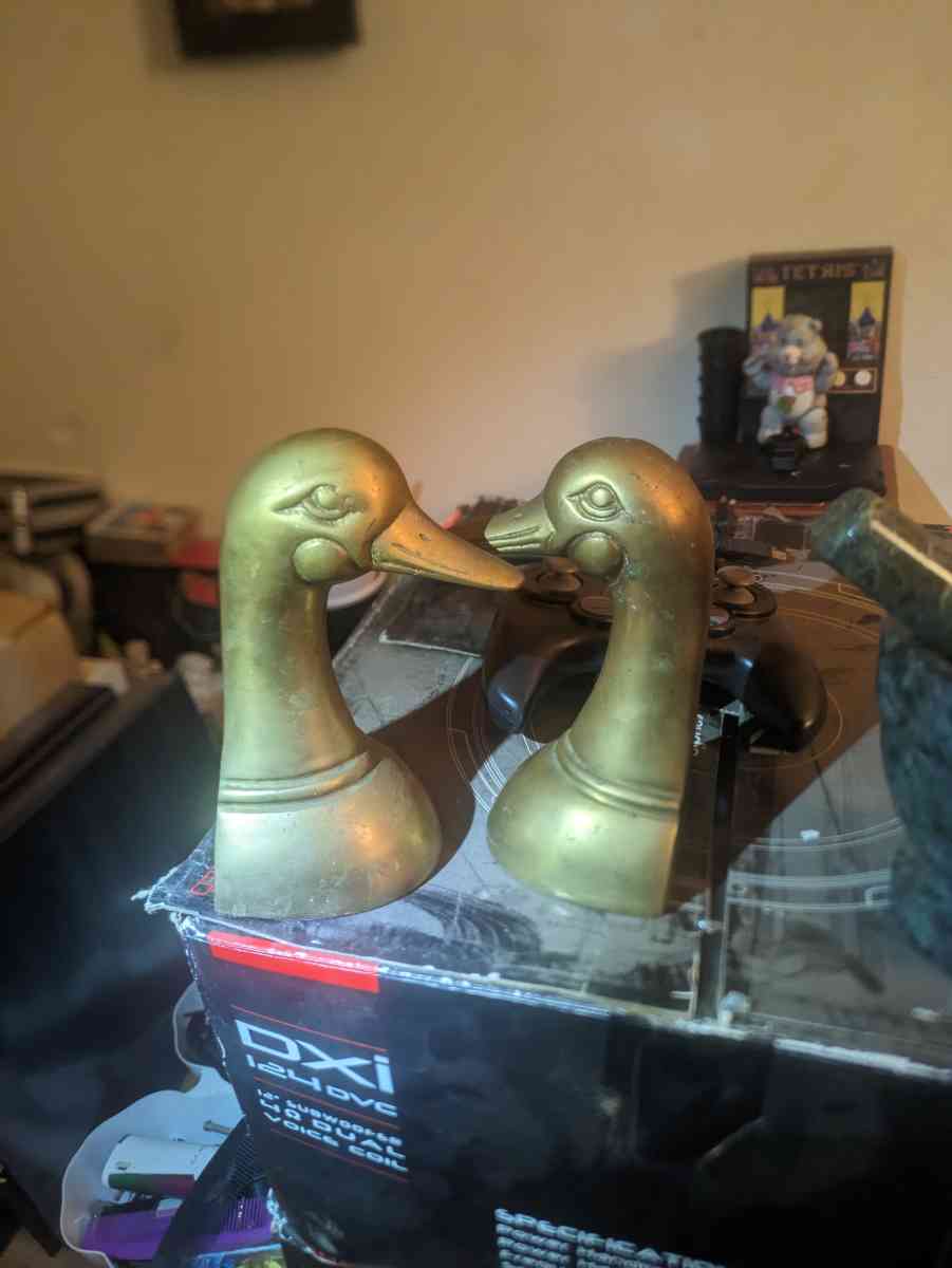 Antique Brass Duck Bookends