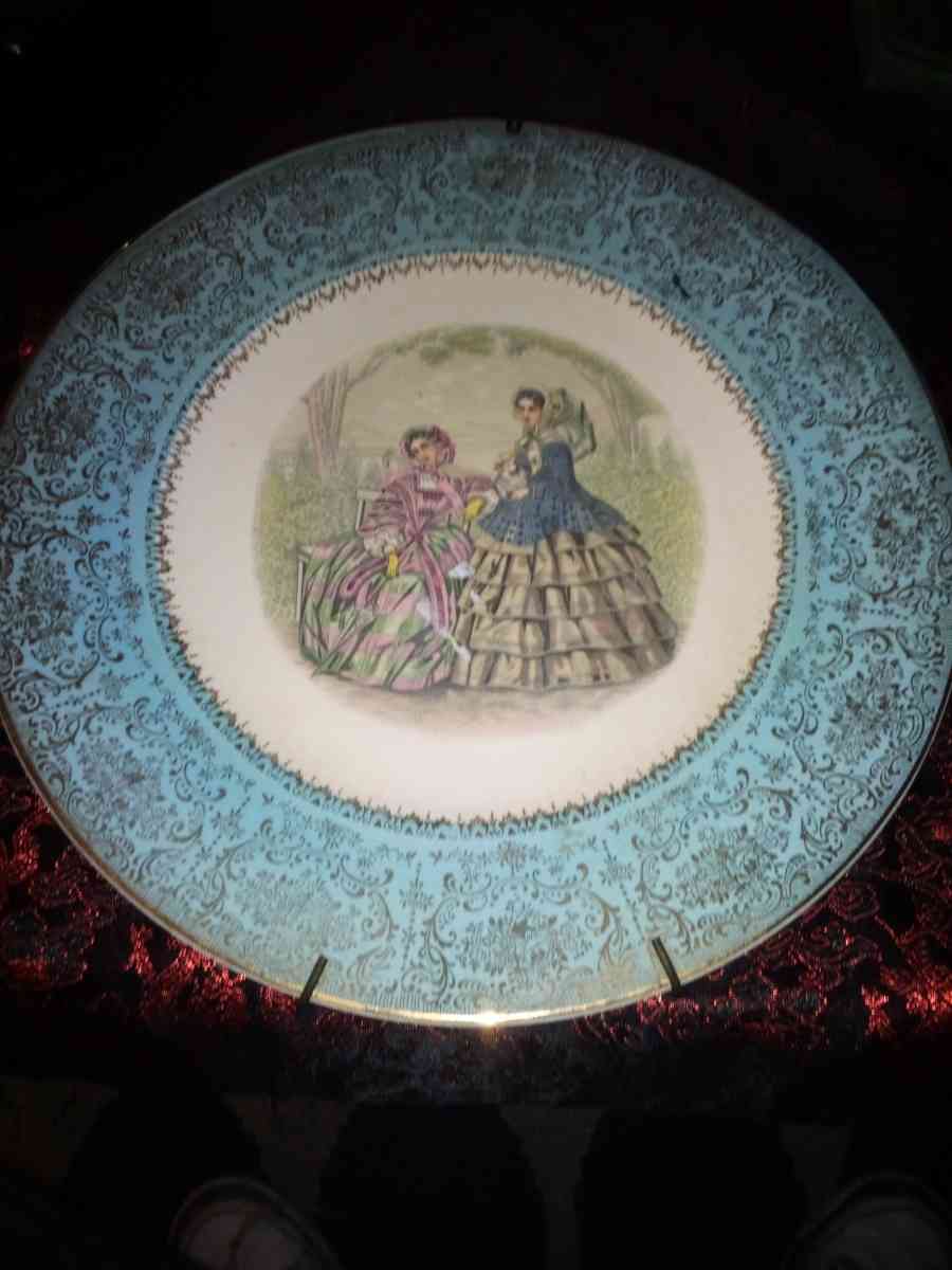 antique plate engraved with 23 karat gold