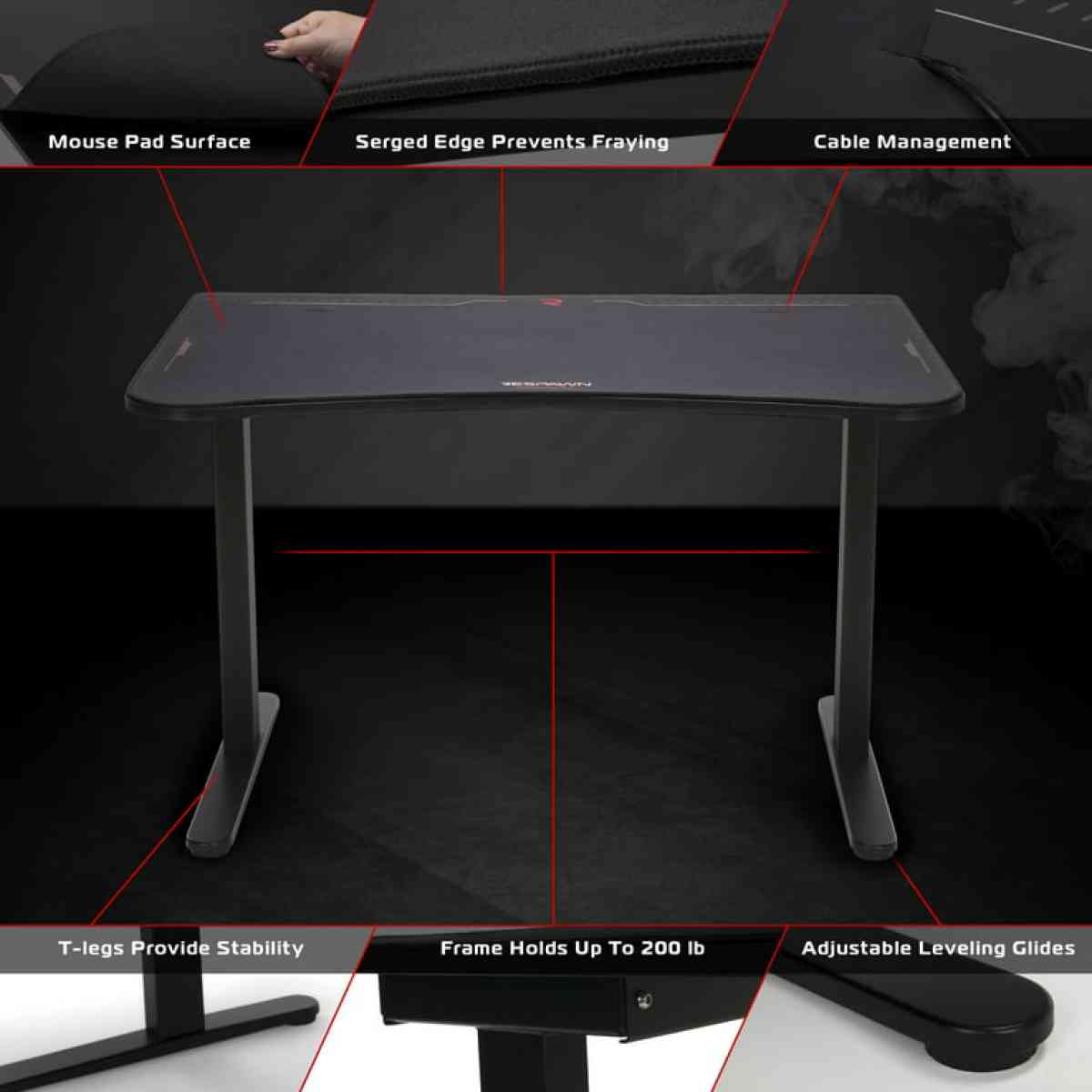 Respawn Rsp1048 48 inch Gaming Table with Gaming Mouse Pad