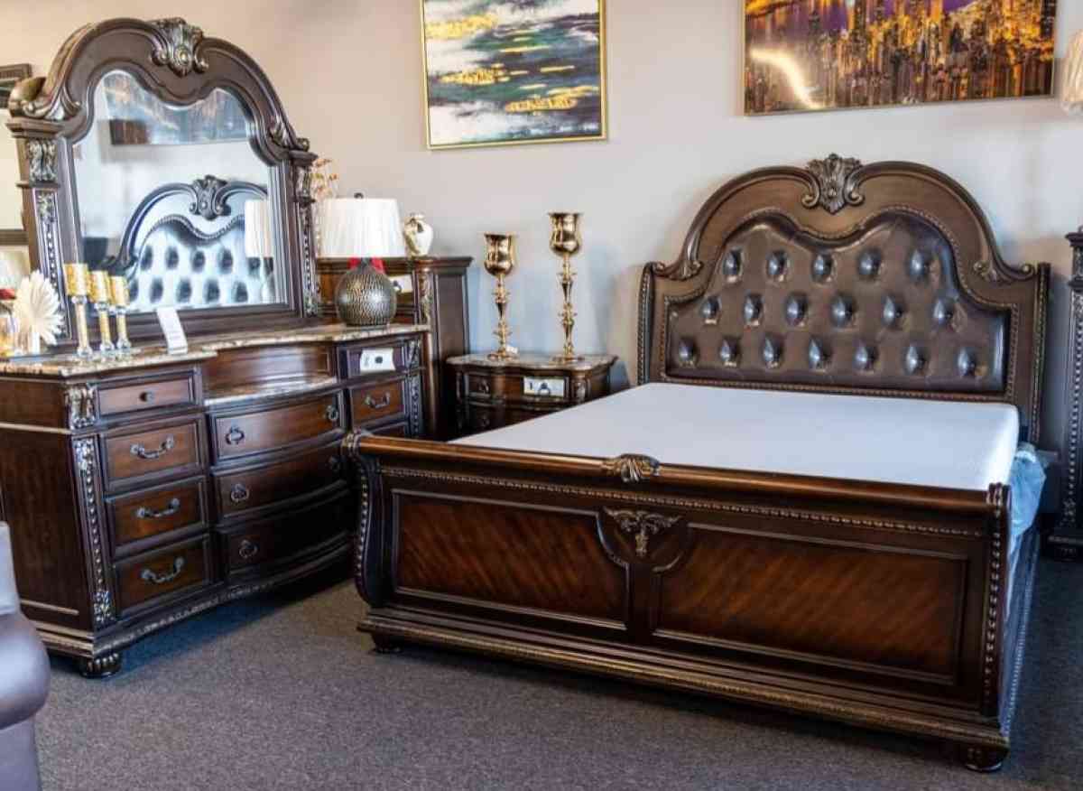 cavalier dark cherry sleigh bedroom set