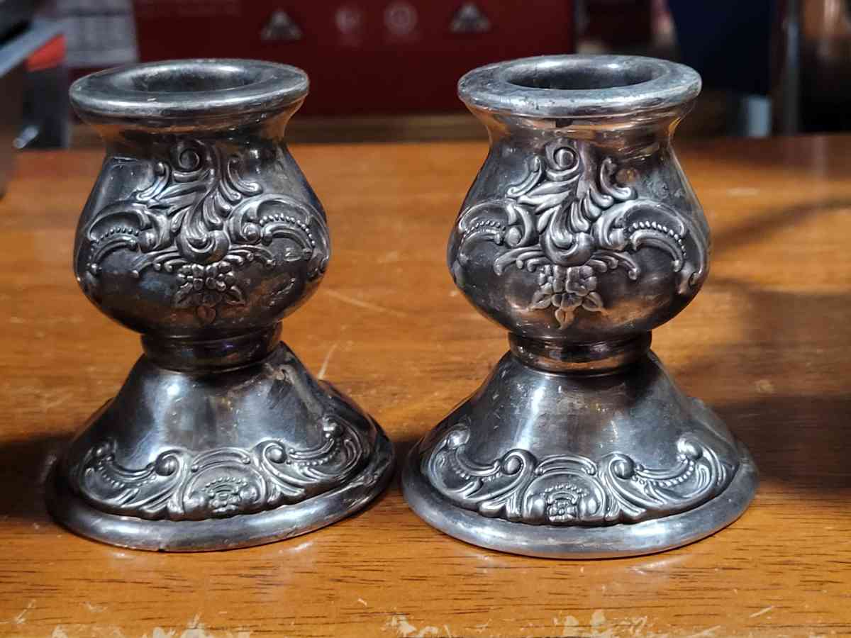 Silver candlestick holders
