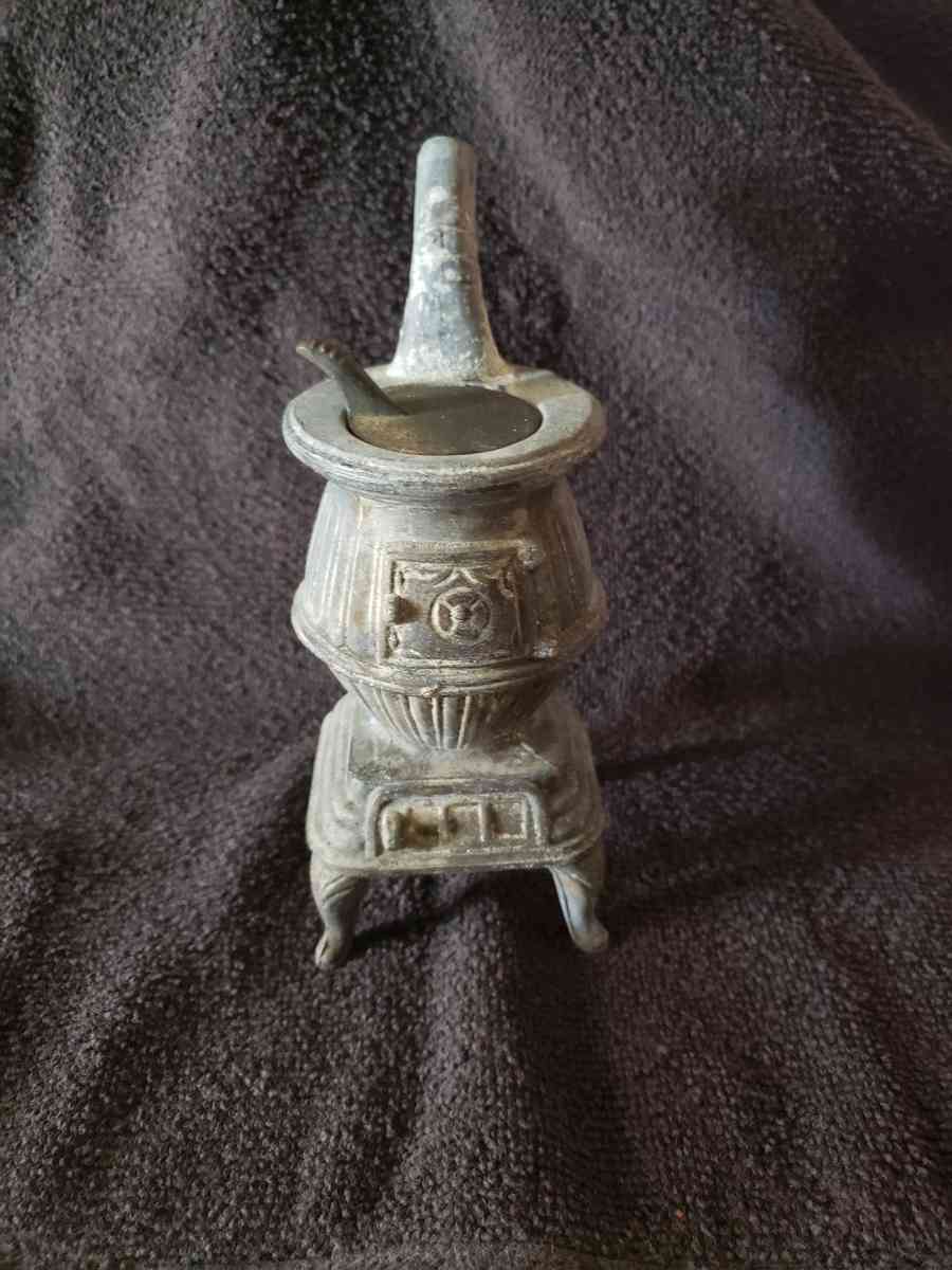 Vintage Miniature Cast Iron Potbelly Wood Burning Stove