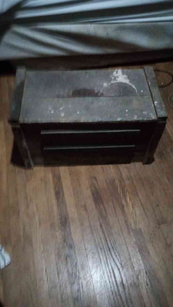 antique hand made wooden tool chest  box