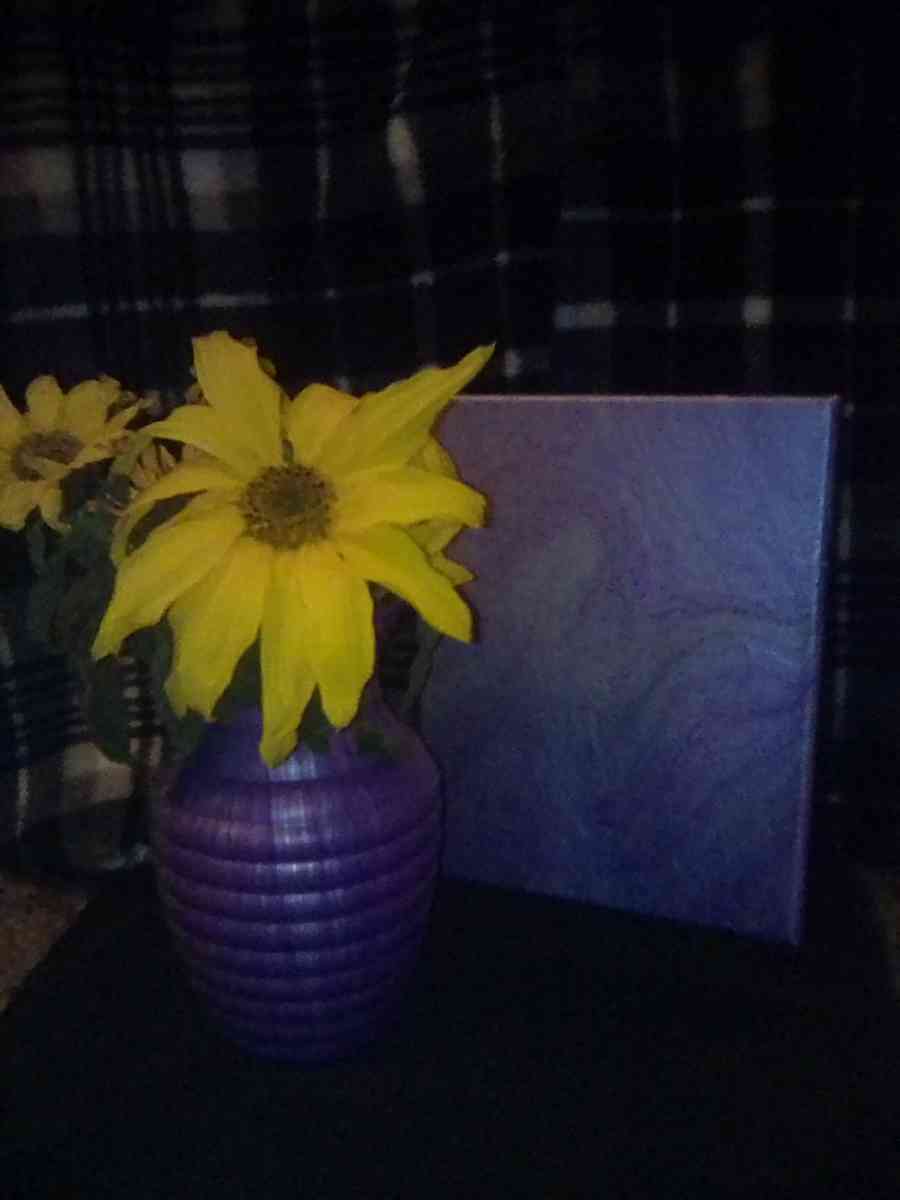 Glass Flower Vase and Matching Picture