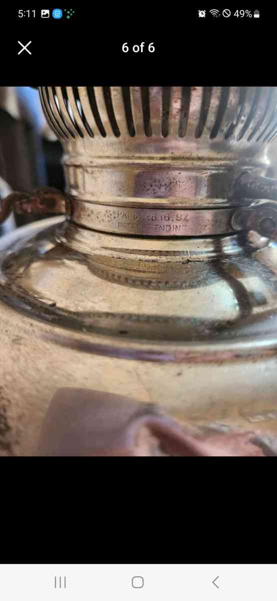Silver Antique OIL LAMP 1895